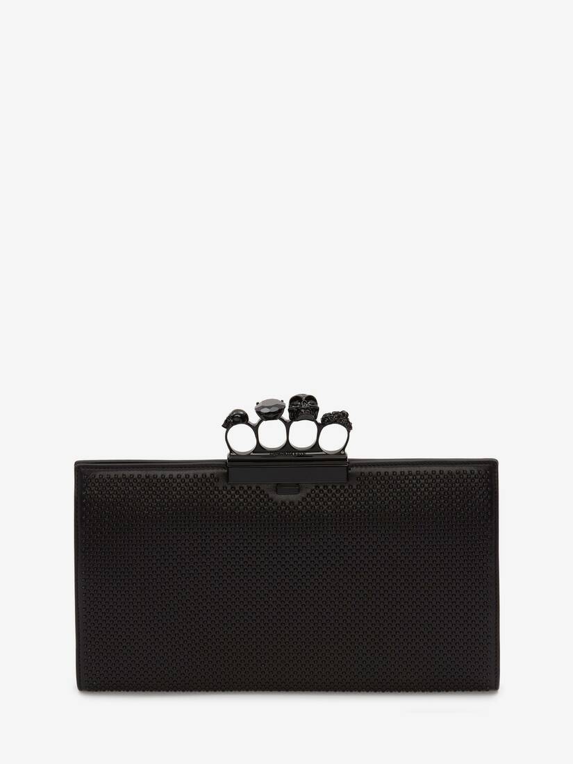 Bolsos De Mano Alexander McQueen Skull Four-Ring Flat Pouch Mujer - Negros - Mexico 267-GMTVXN